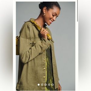 Pilcro (Anthropologie) Utility Shacket in Military Green